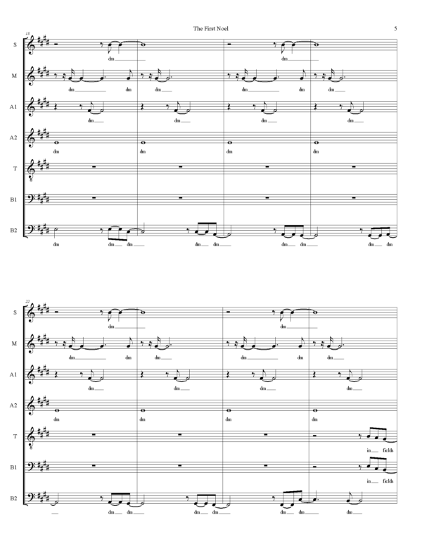 The First Noel Music Sheet page 5