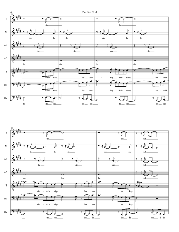 The First Noel Music Sheet page 6